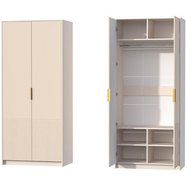 Шкаф распашной Диал 2-х створчатый в современном стиле, Кашемир/Тирамису матовый