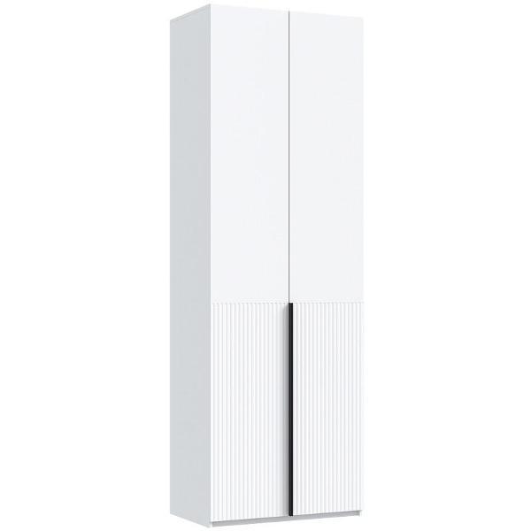 Шкаф распашной МИФ Мебель 2-х створчатый со штангой и полками внутри, Белый/Браш вайт