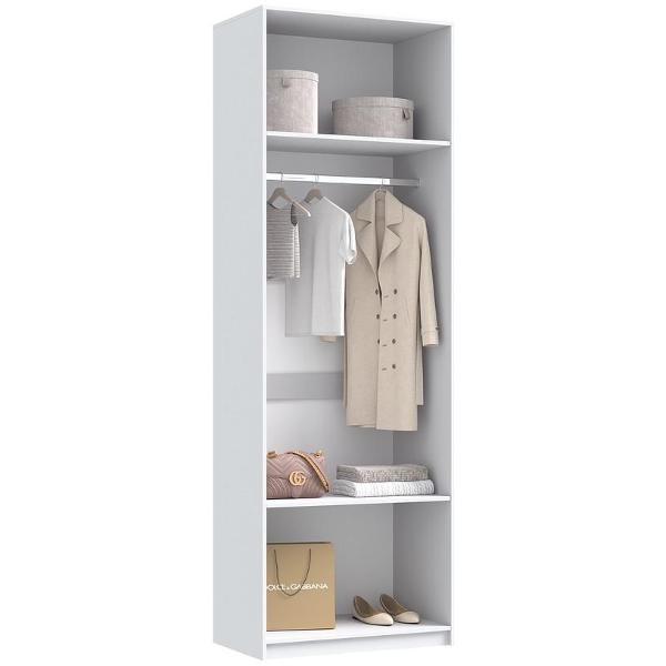 Шкаф распашной МИФ Мебель 2-х створчатый со штангой и полками внутри, Белый/Браш вайт