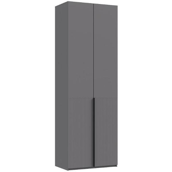 Шкаф распашной МИФ Мебель 2-х створчатый со штангой и полками внутри, Графит/Браш графит