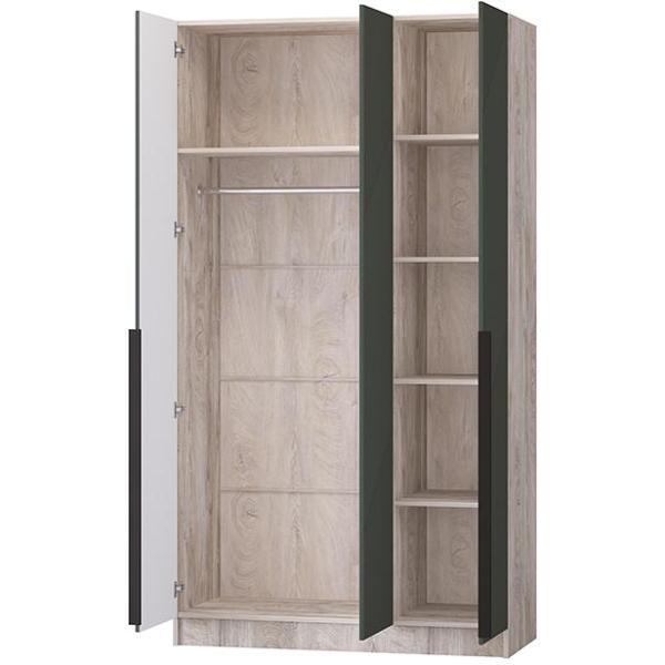 Шкаф распашной Регион 58 1.2 в современном стиле, с фасадами МДФ, Дуб эндгрейн/Грин