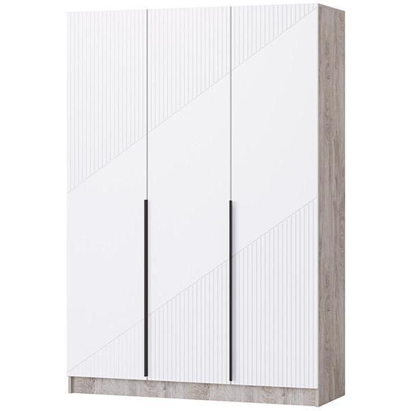 Шкаф распашной Регион 58 1.5 в современном стиле, с фасадами МДФ, Дуб эндгрейн/Белый