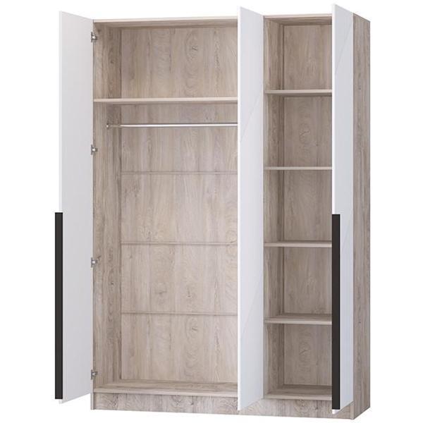 Шкаф распашной Регион 58 1.5 в современном стиле, с фасадами МДФ, Дуб эндгрейн/Белый