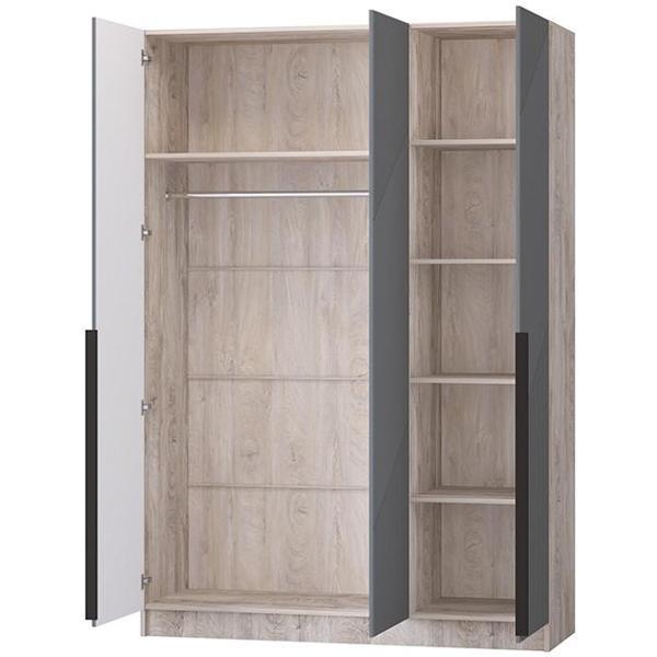 Шкаф распашной Регион 58 1.5 в современном стиле, с фасадами МДФ, Дуб эндгрейн/Графит