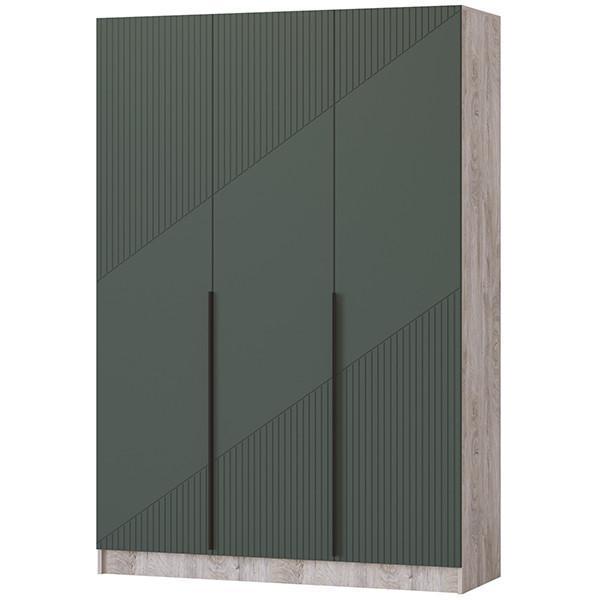 Шкаф распашной Регион 58 1.5 в современном стиле, с фасадами МДФ, Дуб эндгрейн/Грин