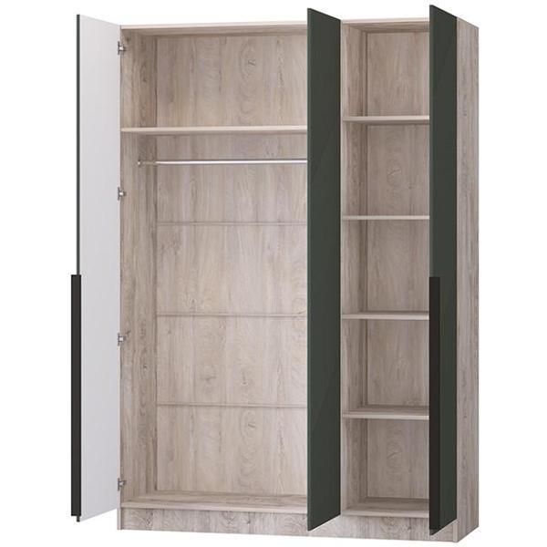 Шкаф распашной Регион 58 1.5 в современном стиле, с фасадами МДФ, Дуб эндгрейн/Грин