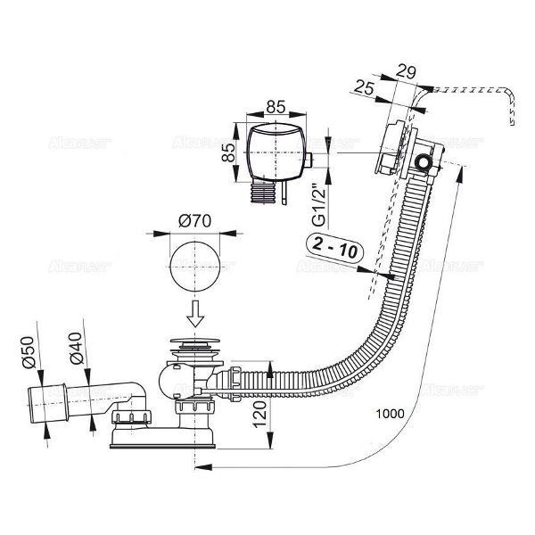 Сифон, отвод, гофра Alcadrain A564CRM1-100