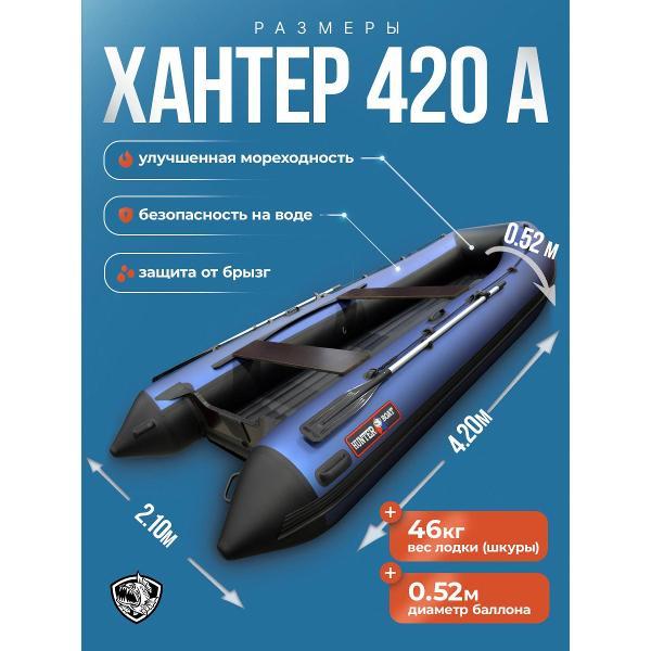 Лодка Hunterboat 420 А синяя с черным