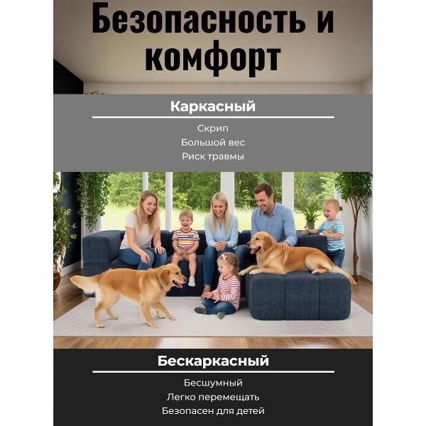 Диван бескаркасный BOXSOFA S069 синий