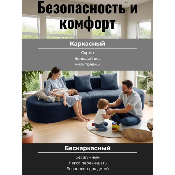 Диван бескаркасный BOXSOFA S077 синий