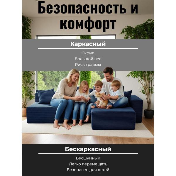 Диван бескаркасный BOXSOFA S033L синий
