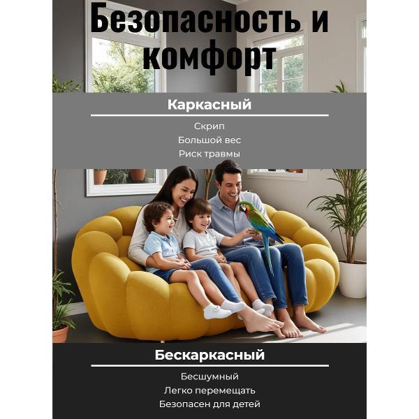 Диван бескаркасный BOXSOFA S022 желтый