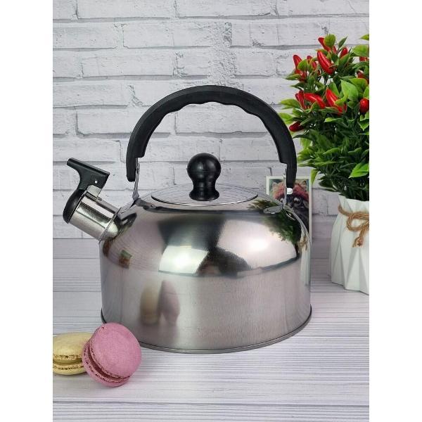 Чайник для плит Эко-Поставка со свистком 2 л и складной ручкой серебристый