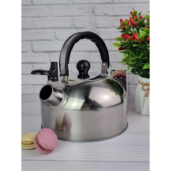 Чайник для плит Эко-Поставка со свистком 2 л и складной ручкой серебристый