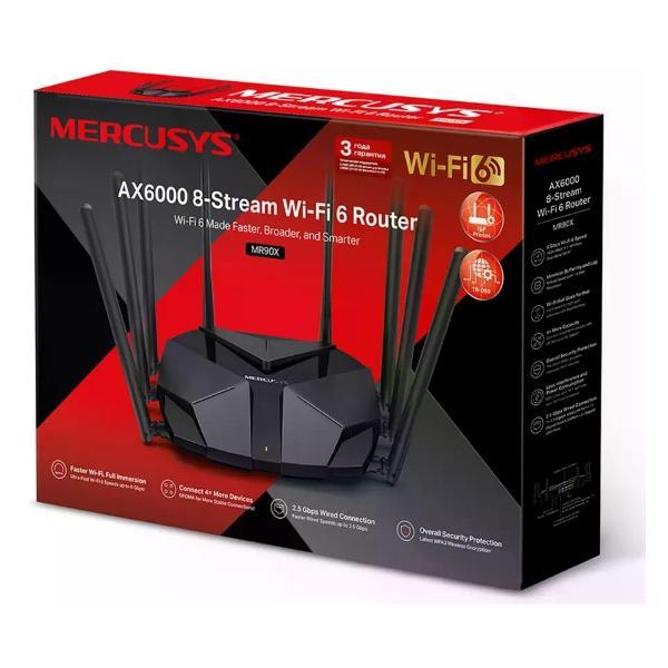 Wi-Fi роутер Mercusys MR90X AX6000 100/1000/2500BASE-T черный