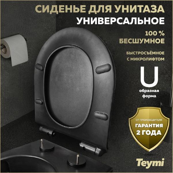 Сиденье для унитаза с крышкой Teymi Lina Pro дюропласт черное S40114