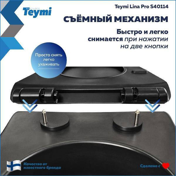 Сиденье для унитаза с крышкой Teymi Lina Pro дюропласт черное S40114