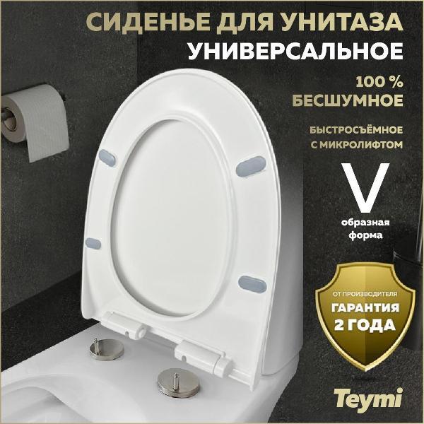 Сиденье для унитаза с крышкой Teymi Solli Mono дюропласт белое S41101