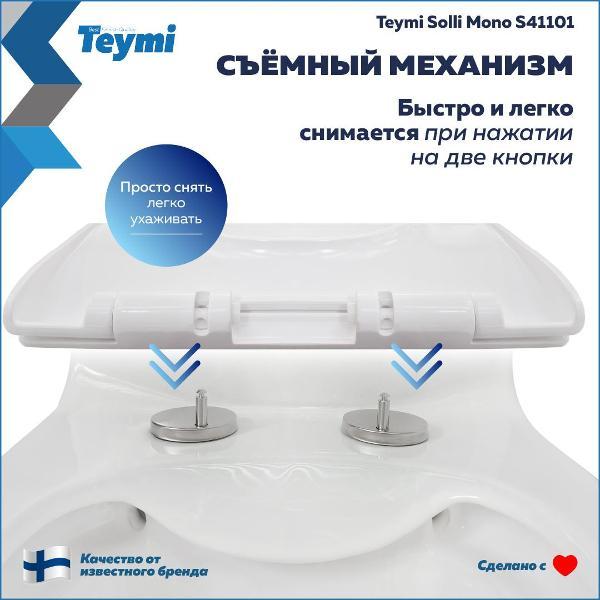 Сиденье для унитаза с крышкой Teymi Solli Mono дюропласт белое S41101