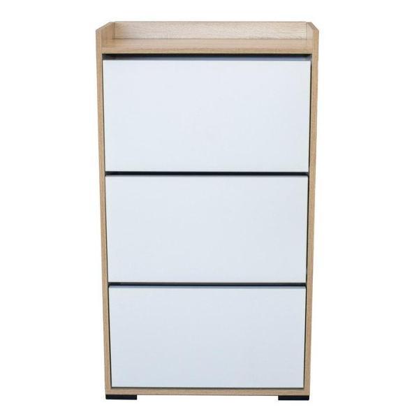 Обувница Frenesie в прихожую с ящиками закрытая, лдсп дуб сонома/белый, 59х25х112 см.