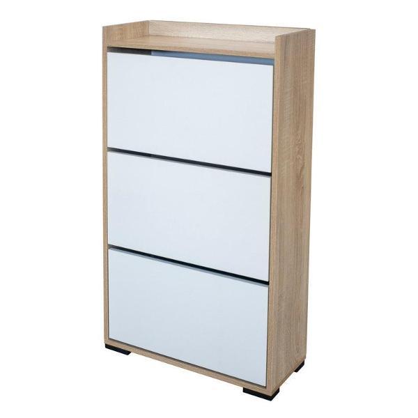 Обувница Frenesie в прихожую с ящиками закрытая, лдсп дуб сонома/белый, 59х25х112 см.