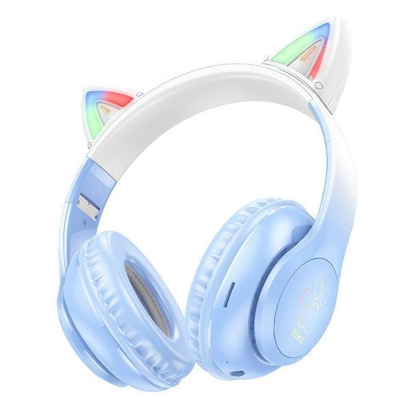 Bluetooth гарнитура Hoco W42 Cat Ears голубые