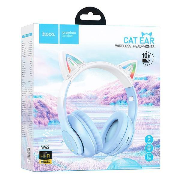 Bluetooth гарнитура Hoco W42 Cat Ears голубые