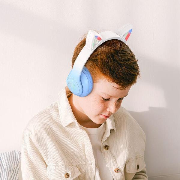 Bluetooth гарнитура Hoco W42 Cat Ears голубые