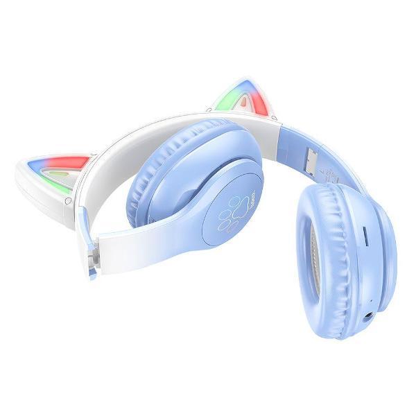 Bluetooth гарнитура Hoco W42 Cat Ears голубые