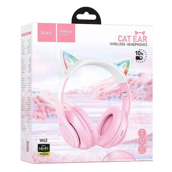 Bluetooth гарнитура Hoco W42 Cat Ears розовые