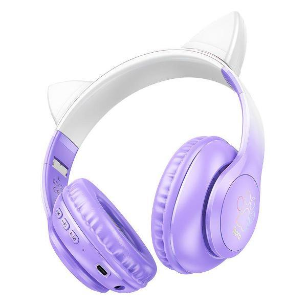 Bluetooth гарнитура Hoco W42 Cat Ears сиреневые