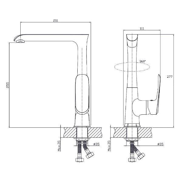 Смеситель Rush Смеситель высокий для кухни с поворотным изливом