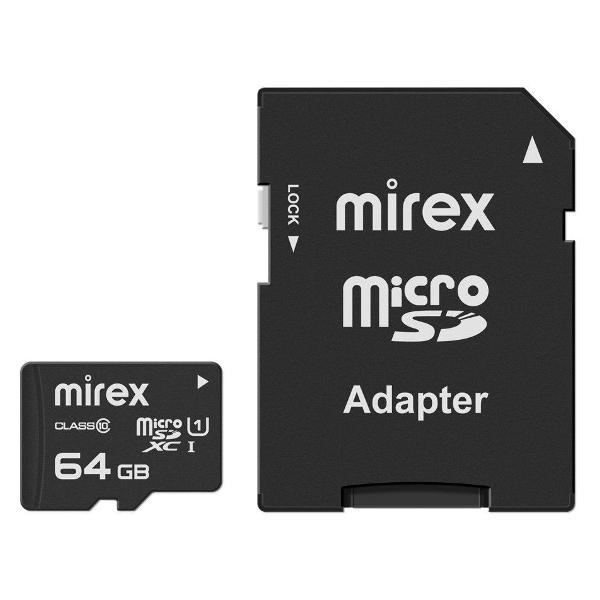 Карта памяти SD Micro Mirex microSDХC 64GB (UHS-I, U1, class 10)
