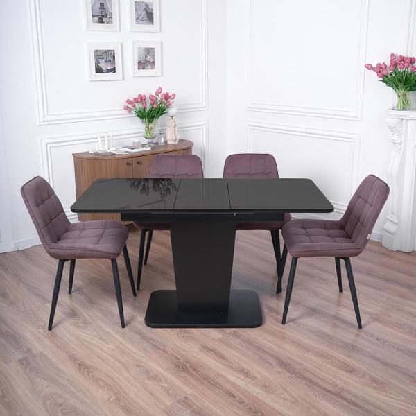 Стол обеденный Frenesie ГРАНТ 1100х700 Стекло RAL9017 черное