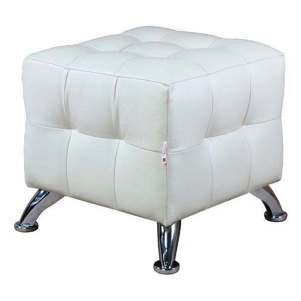 Пуф Шарм-Дизайн Квадро мини хром экокожа белый