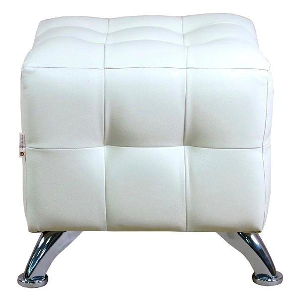 Пуф Шарм-Дизайн Квадро мини хром экокожа белый