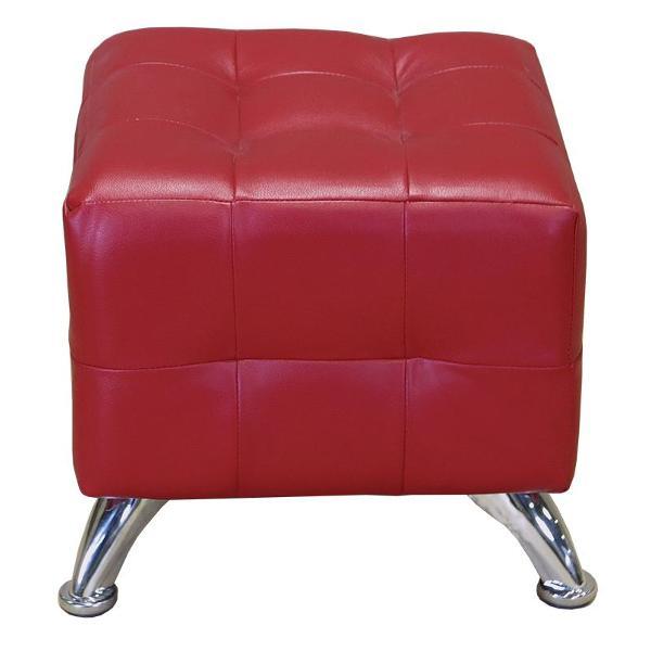 Пуф Шарм-Дизайн Квадро мини Хром экокожа красный