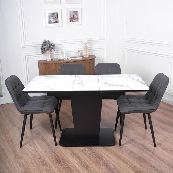 Стол обеденный Frenesie ГРАНТ 1100х700 Стекло ТМ69 ЛДСП черное