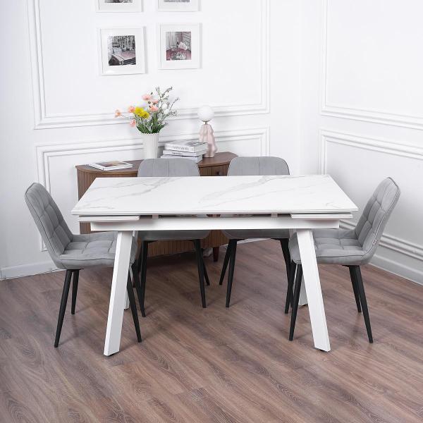 Стол обеденный Frenesie Рокс Белый Мрамор Опоры Белые