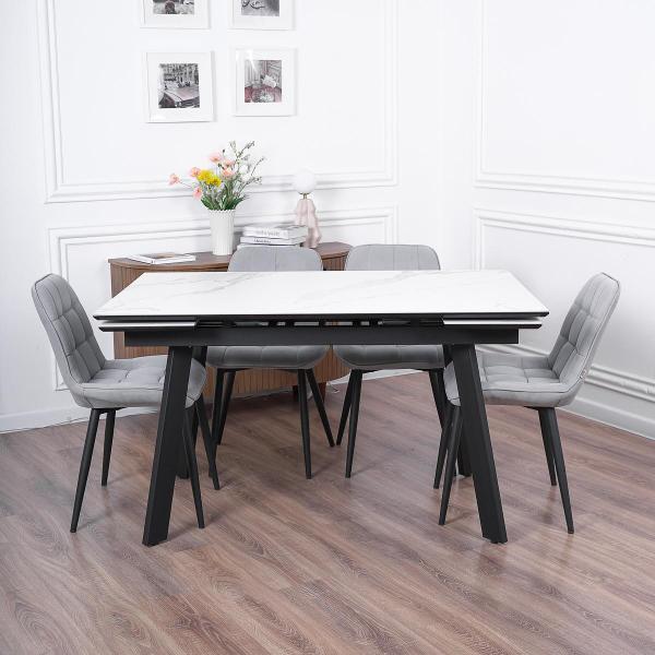 Стол обеденный Frenesie Рокс Белый Мрамор Опоры Черные