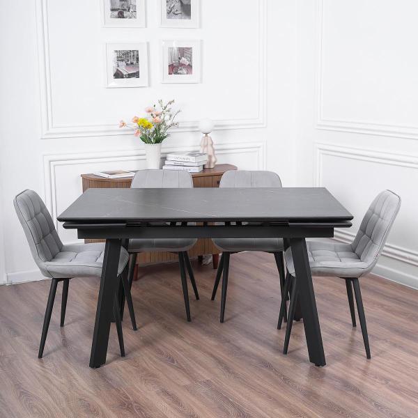 Стол обеденный Frenesie Рокс Черный Мрамор Опоры Черные