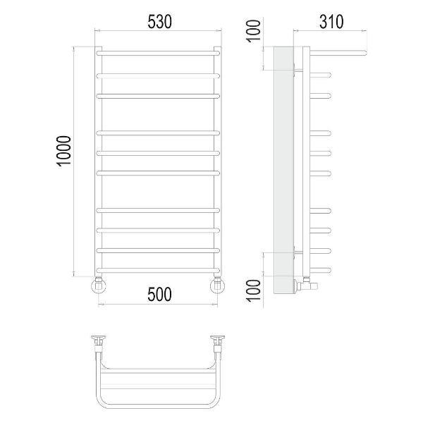 Полотенцесушитель Terminus водяной с полкой Арктур П10 50х100