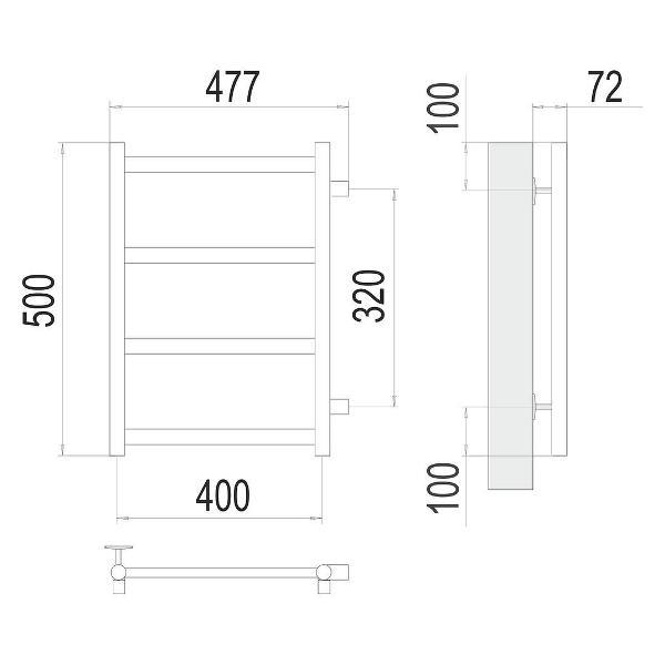 Полотенцесушитель Terminus водяной (боковое подключение) Аврора П4 40х50