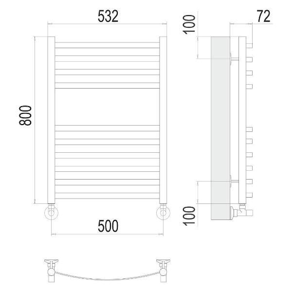 Полотенцесушитель Terminus водяной Авиэль П10 50х80