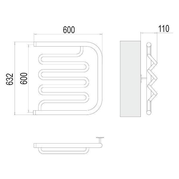 Полотенцесушитель Terminus водяной Фокстрот-Лиана 60х60