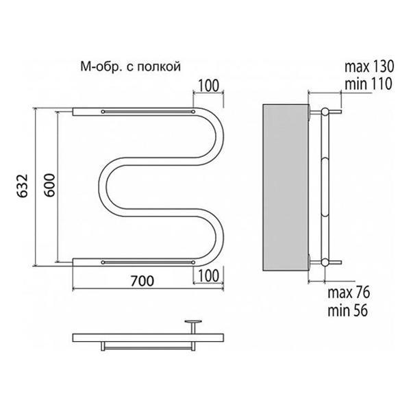 Полотенцесушитель Terminus водяной М-образный 60х70