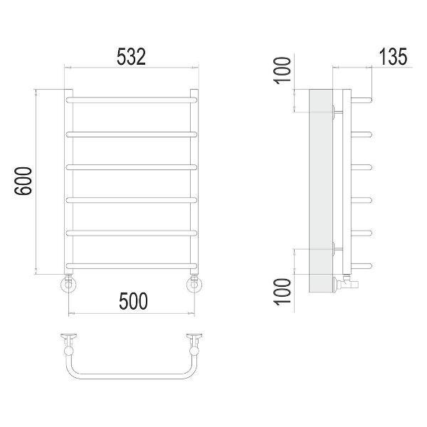 Полотенцесушитель Terminus водяной Стандарт П6 50х60