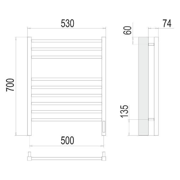 Полотенцесушитель Terminus электрический Сицилия П9 50х70