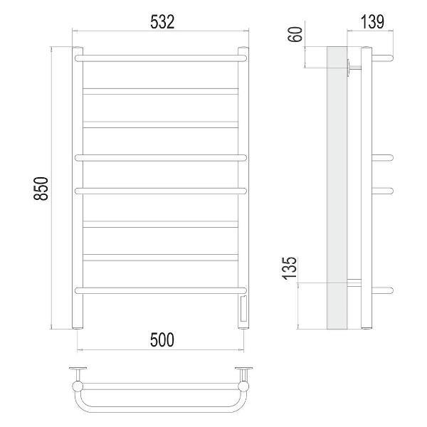 Полотенцесушитель Terminus электрический Евромикс П8 50х85