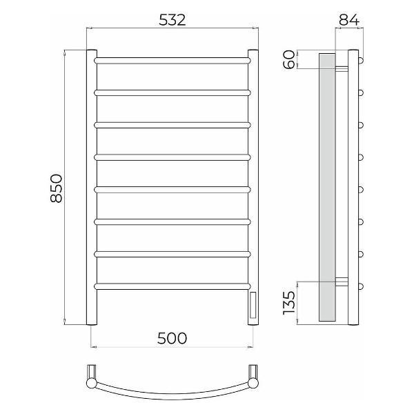 Полотенцесушитель Terminus электрический Классик П8 50х85